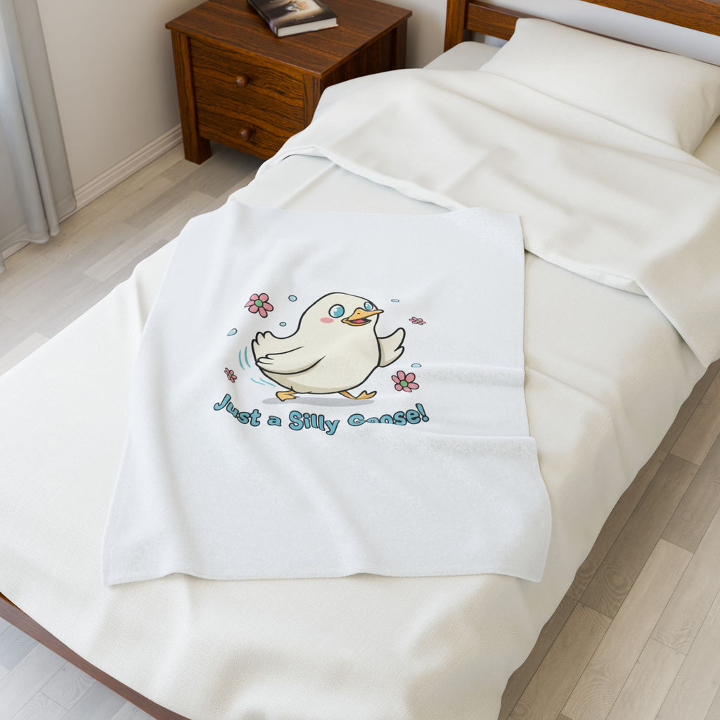 Just a Silly Goose! Velveteen Plush Blanket | cute goose cartoon, honking goose meme