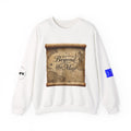 Crewneck Sweatshirt — "Beyond the Map" Vintage Map Front & "Stop the Bombing" Retro Poster Back