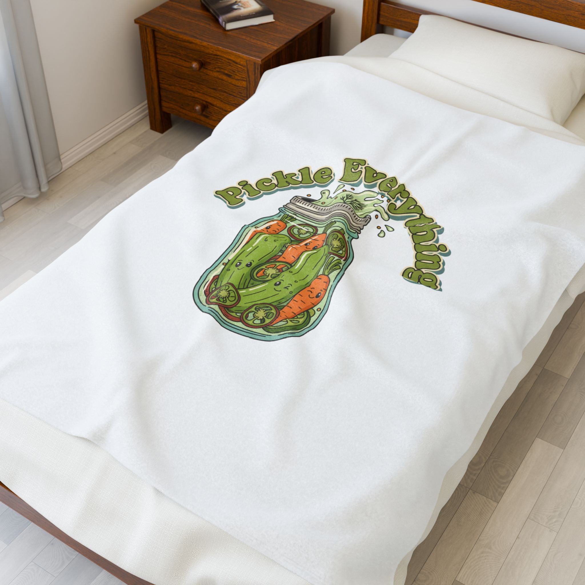 Pickle Everything Jar design Velveteen Plush Blanket | brine design, pickle lover