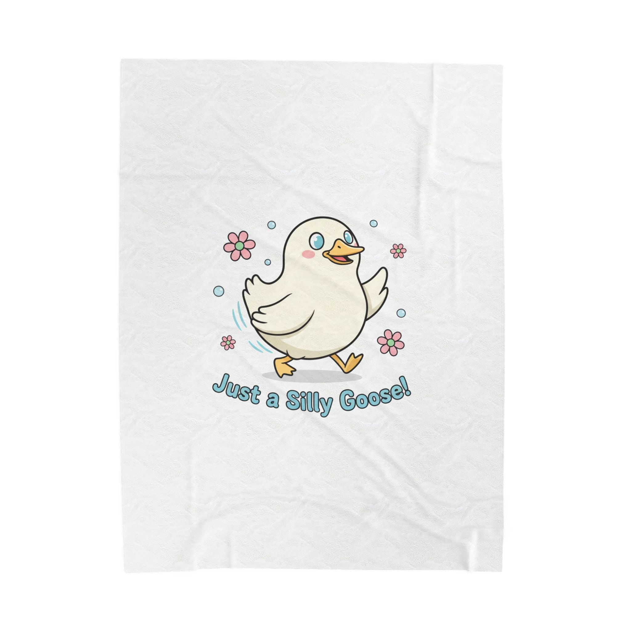 Just a Silly Goose! Velveteen Plush Blanket | cute goose cartoon, honking goose meme