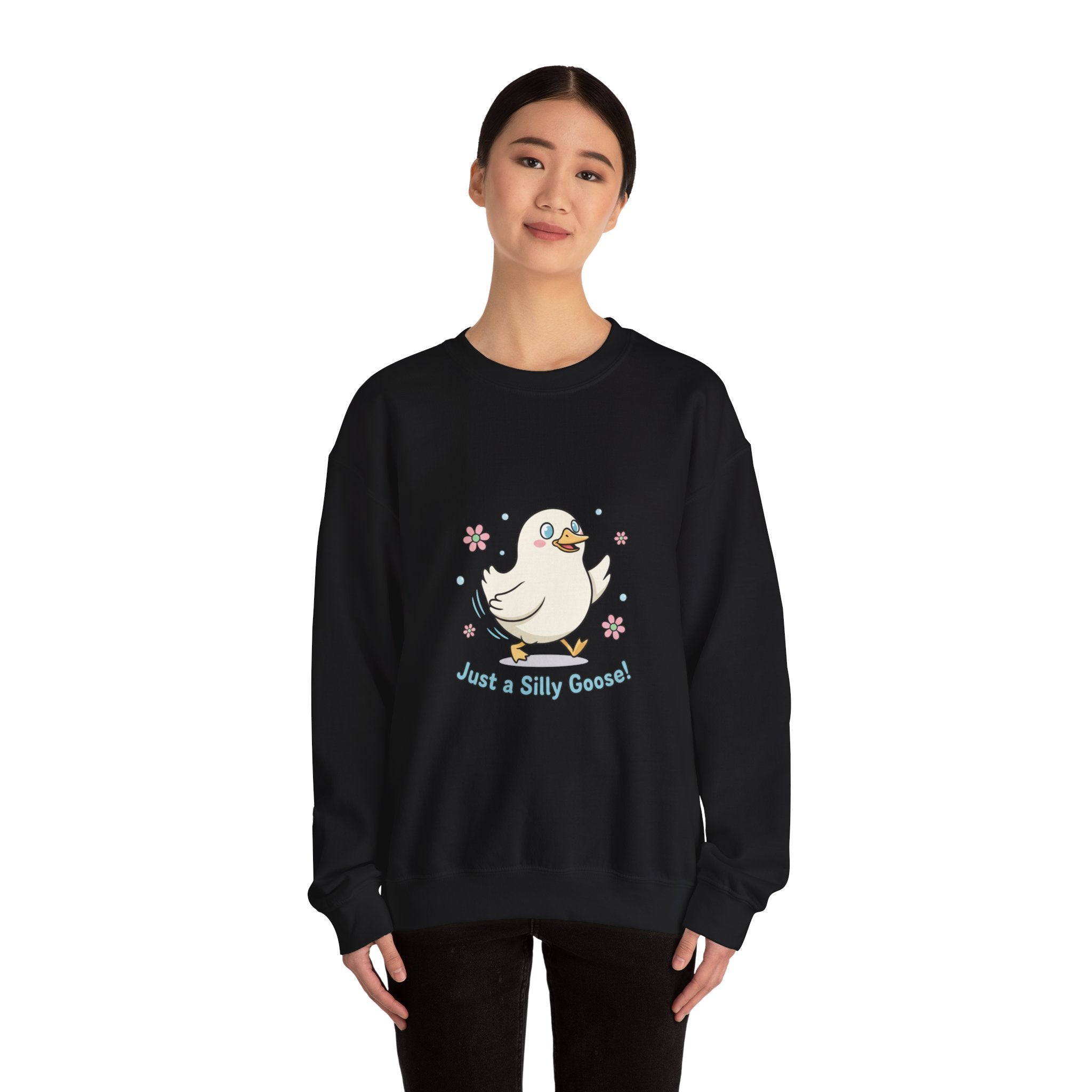Silly Goose Cartoon Crewneck Sweatshirt | cute goose cartoon, honking goose meme
