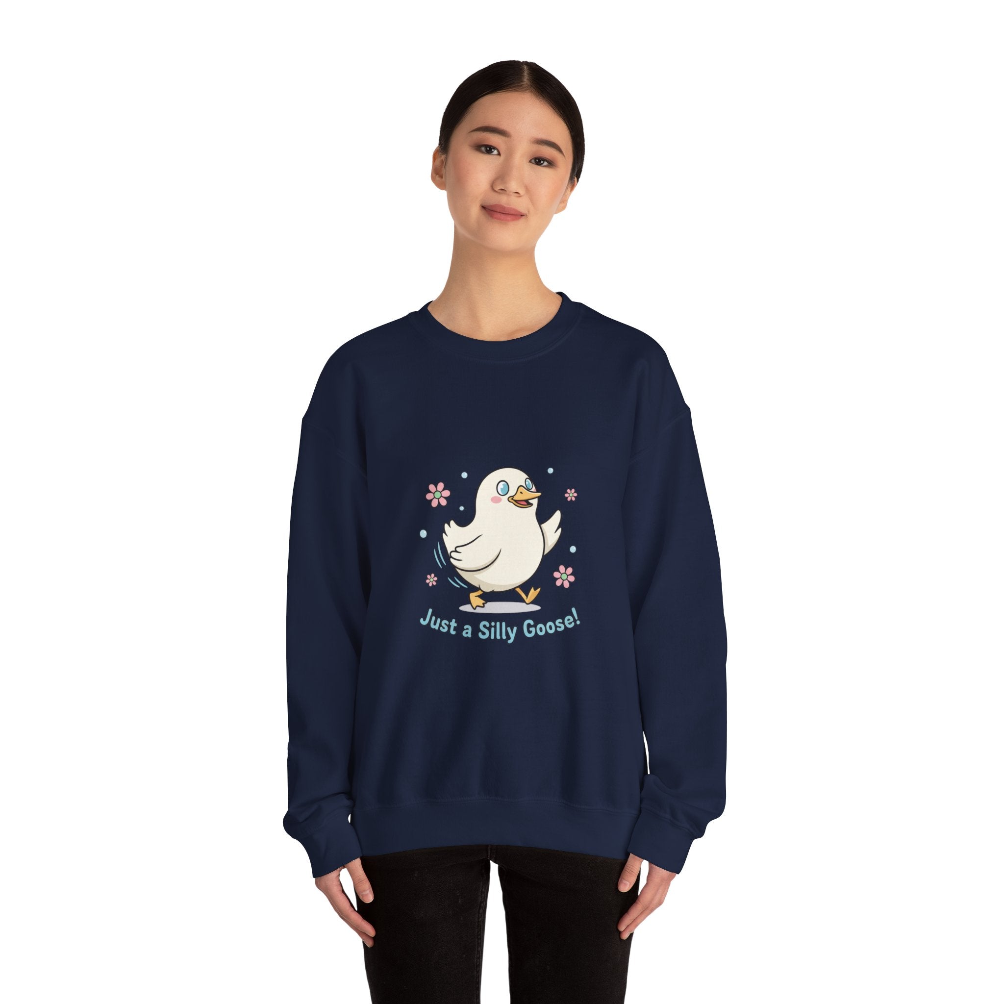Silly Goose Cartoon Crewneck Sweatshirt | cute goose cartoon, honking goose meme