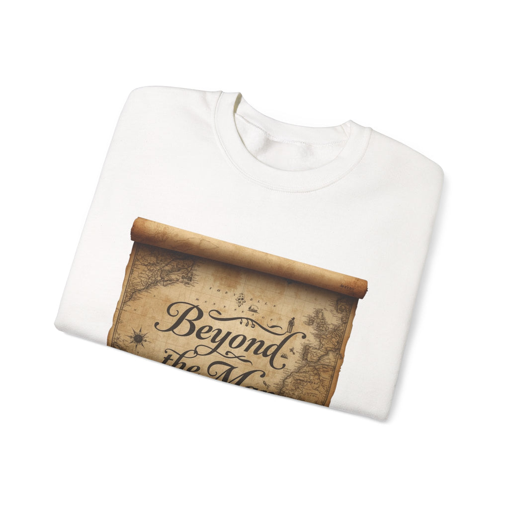 Crewneck Sweatshirt — "Beyond the Map" Vintage Map Front & "Stop the Bombing" Retro Poster Back