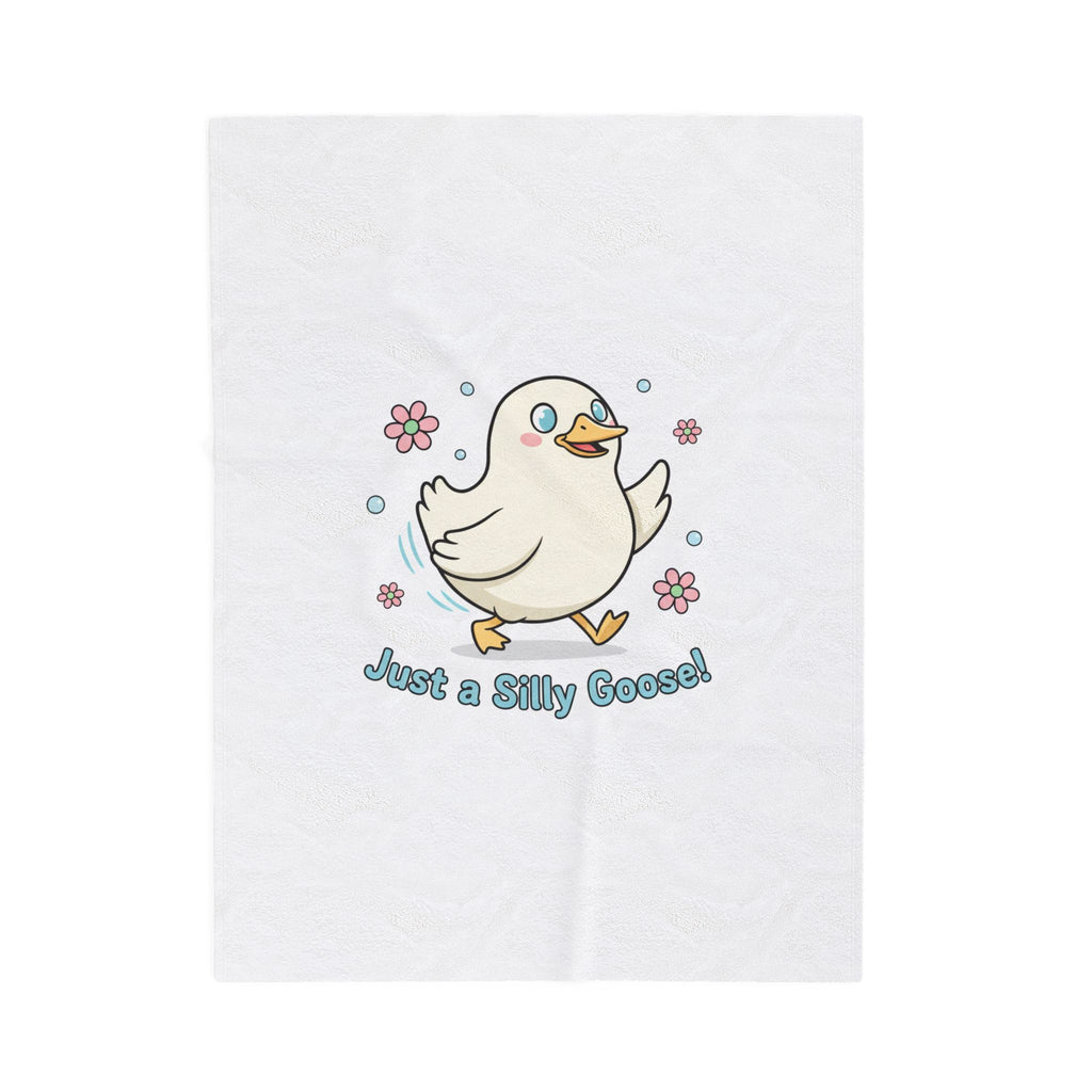 Just a Silly Goose! Velveteen Plush Blanket | cute goose cartoon, honking goose meme
