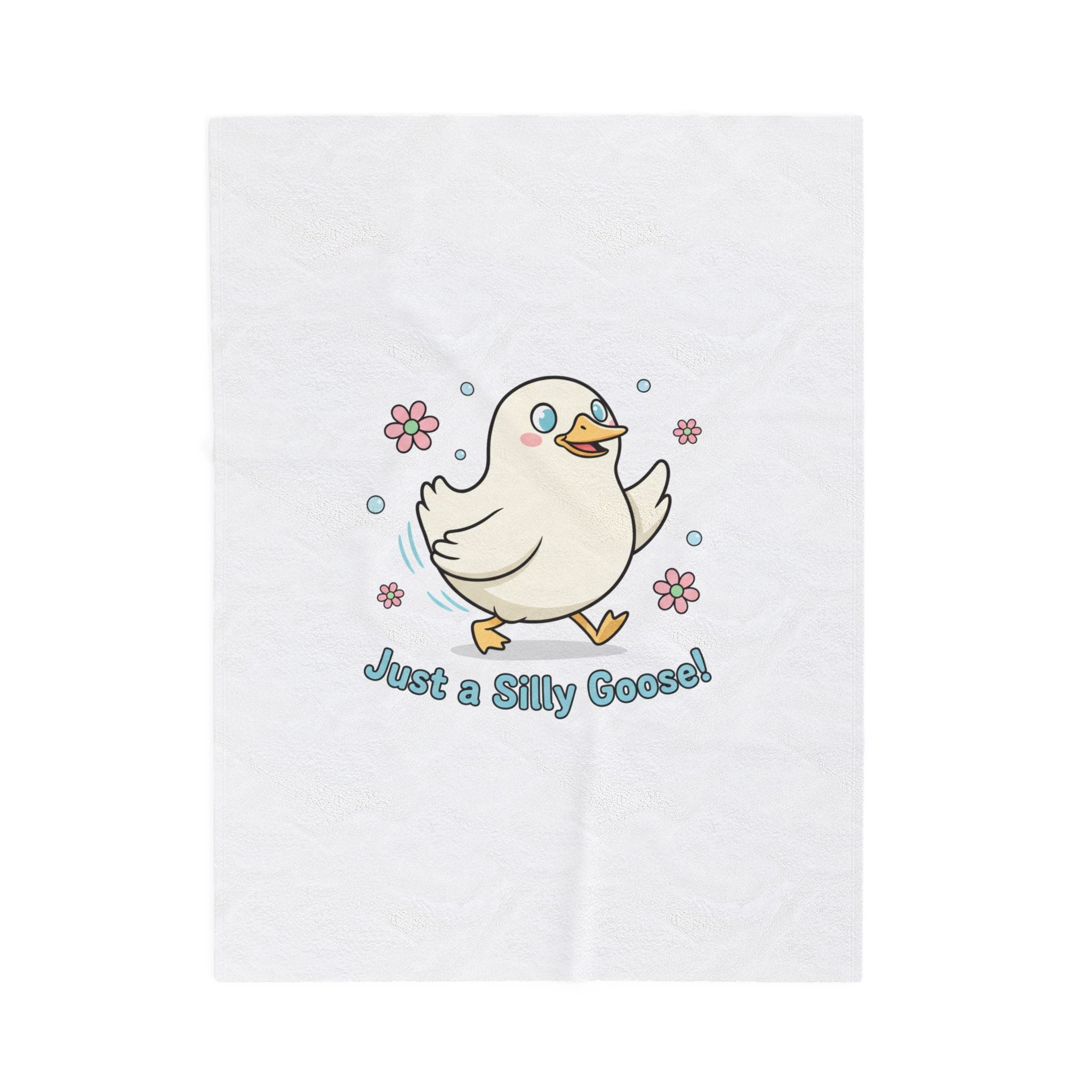 Just a Silly Goose! Velveteen Plush Blanket | cute goose cartoon, honking goose meme