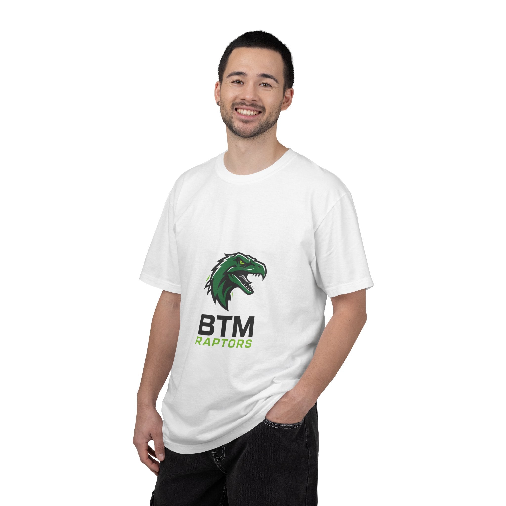 Raptors Logo T-Shirt — BTM Raptors Graphic Tee (Front Logo, Abstract Back Map)