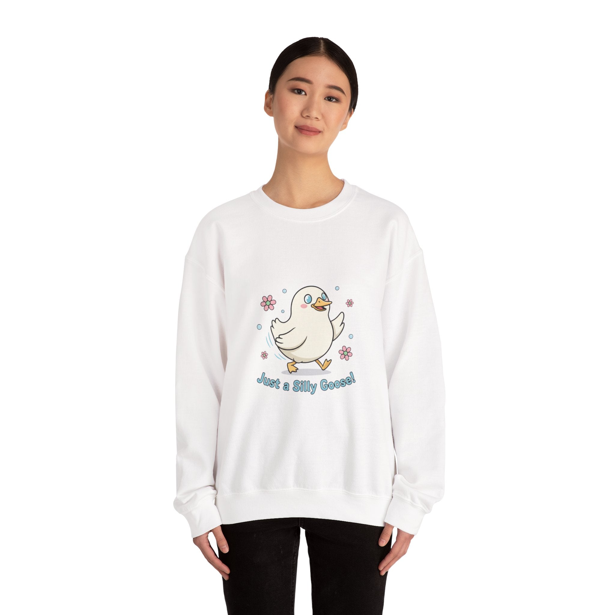 Silly Goose Cartoon Crewneck Sweatshirt | cute goose cartoon, honking goose meme