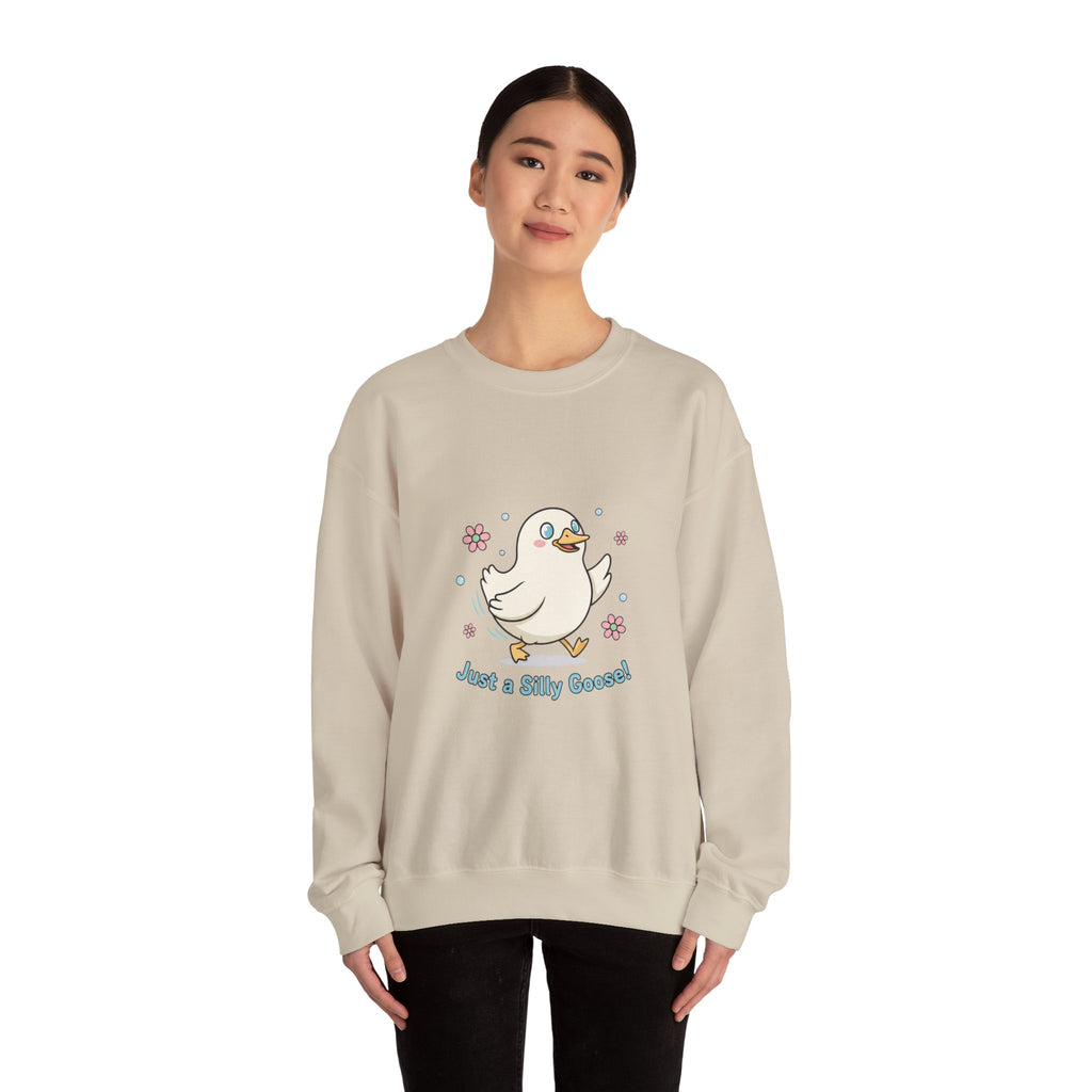 Silly Goose Cartoon Crewneck Sweatshirt | cute goose cartoon, honking goose meme