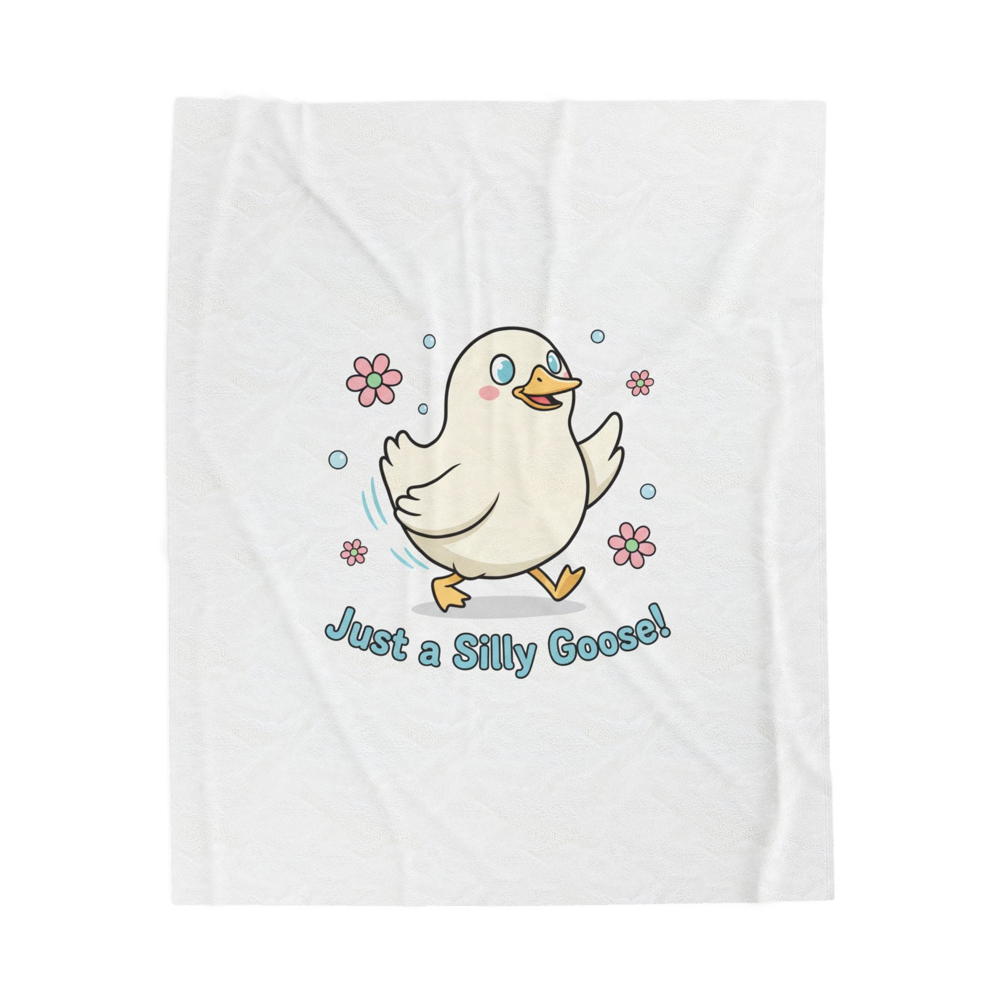 Just a Silly Goose! Velveteen Plush Blanket | cute goose cartoon, honking goose meme