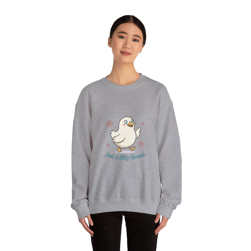 Silly Goose Cartoon Crewneck Sweatshirt | cute goose cartoon, honking goose meme