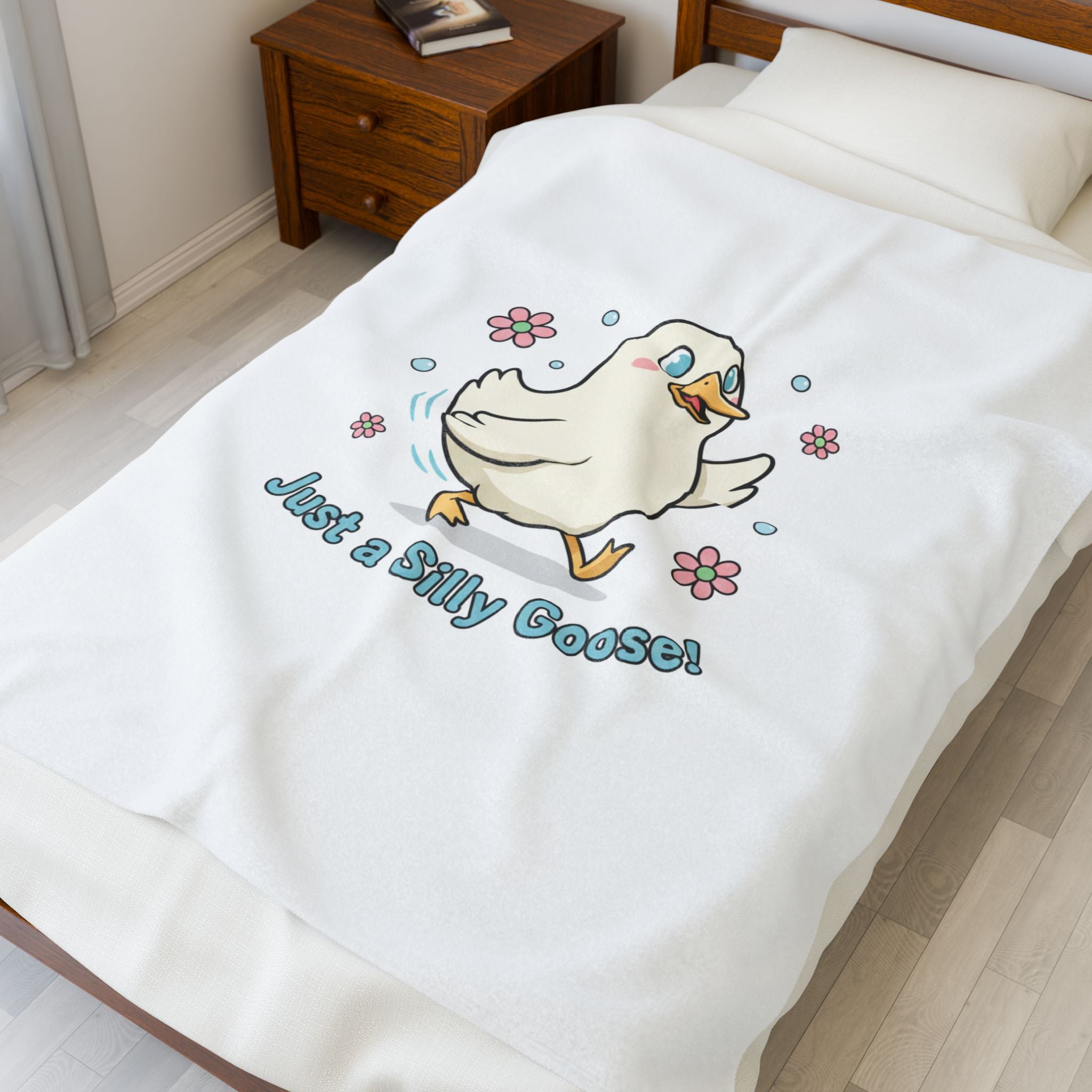 Just a Silly Goose! Velveteen Plush Blanket | cute goose cartoon, honking goose meme